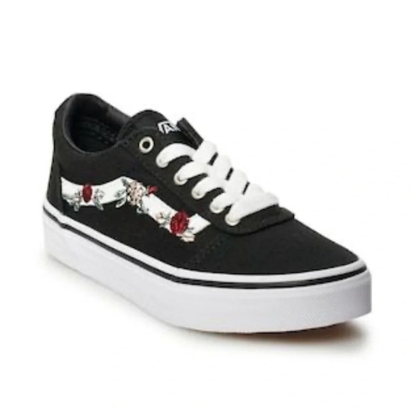 Vans Ward Low Top Floral Embroidery Youth Skate Shoes/Sneakers - Missy Size 2.0 - Picture 1 of 9